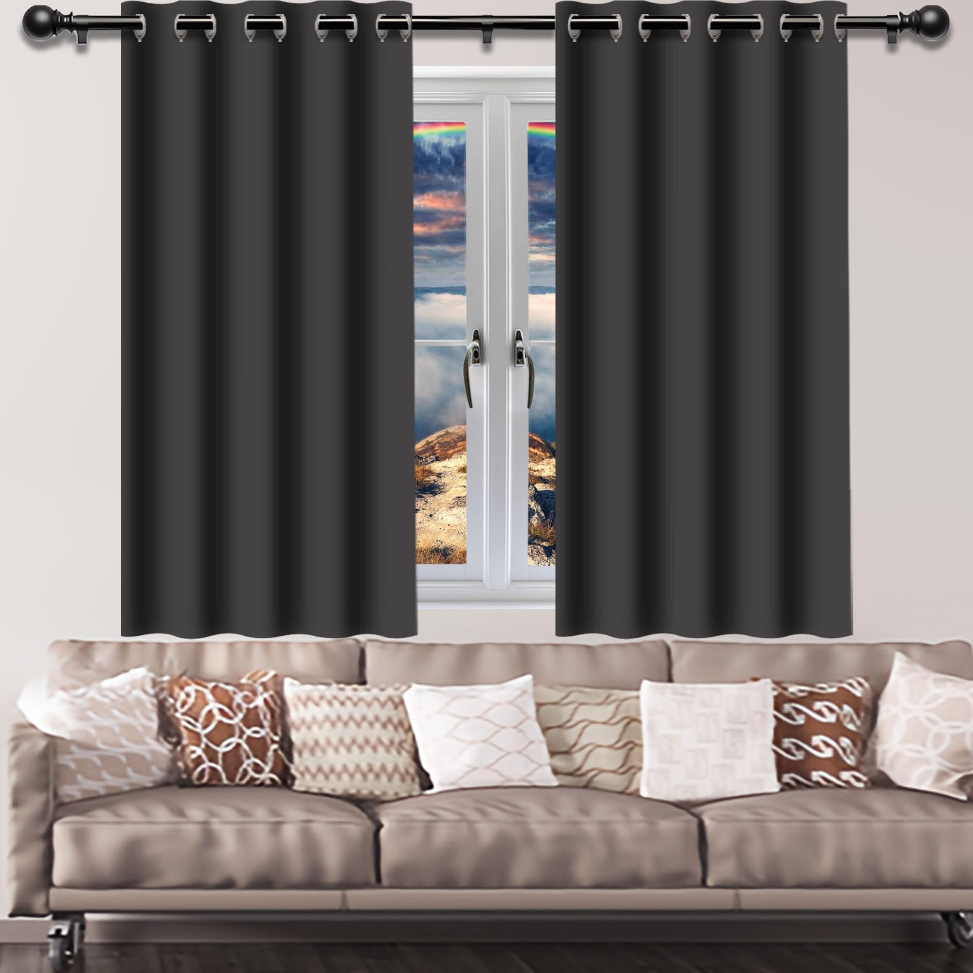 Rideaux anti bruit salon et chambre à oeillets moderne 162 x 175 cm