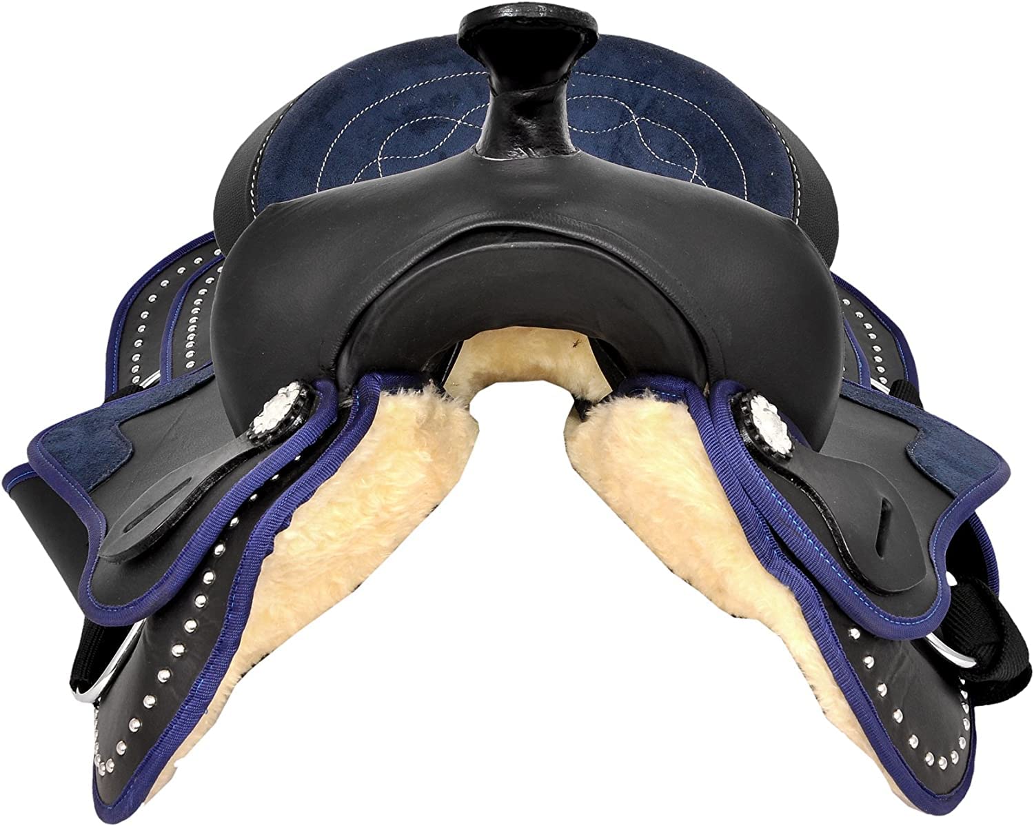 Western Horse Saddle Synthetic Pleasure Trail Barrel Racing Tack Set Nero 25,4 cm a 45,7 cm Seat 015