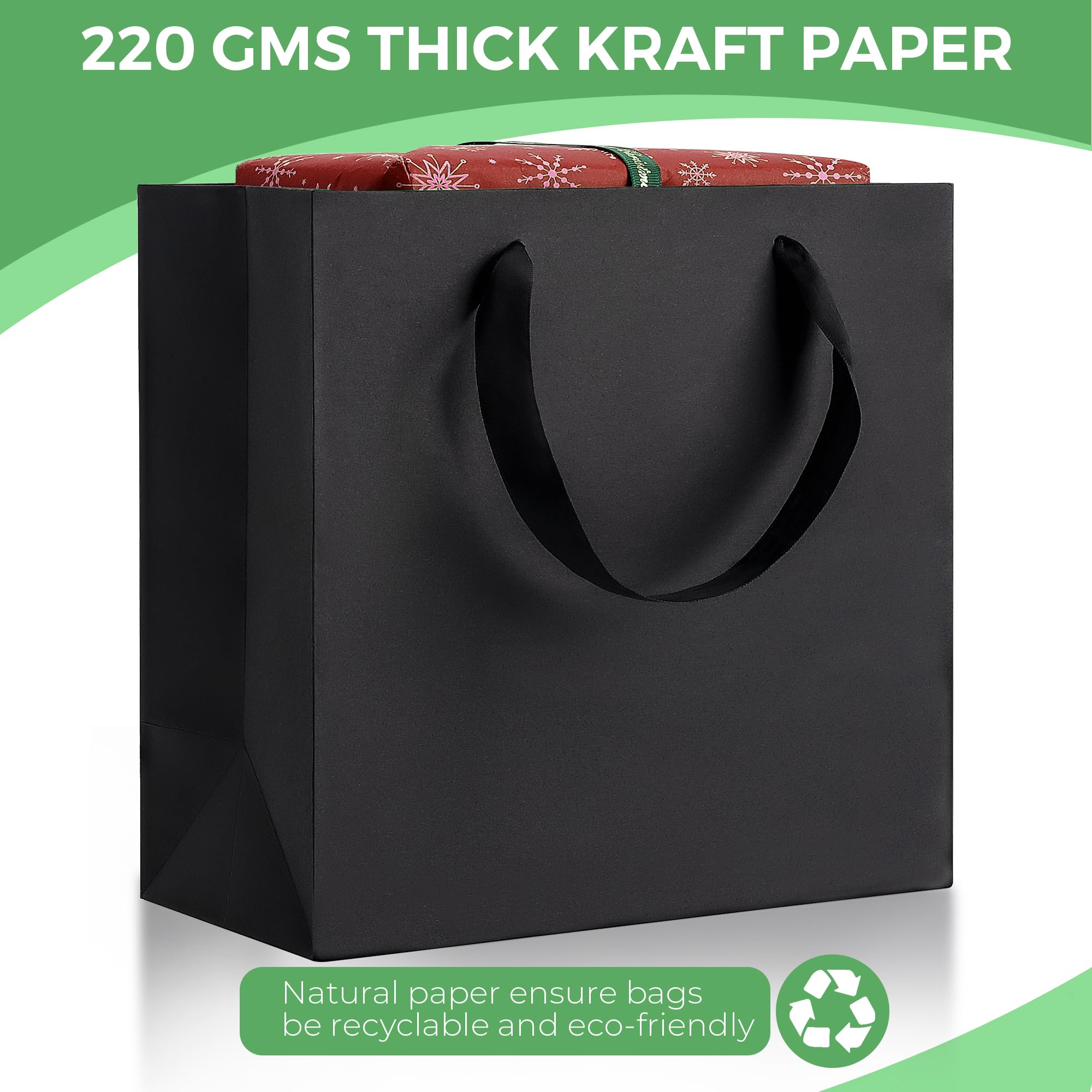 MOXARYSU Gift Bags With Handles: 11.8x4x10 Inch 12pcs Medium Large With Bow Ribbon