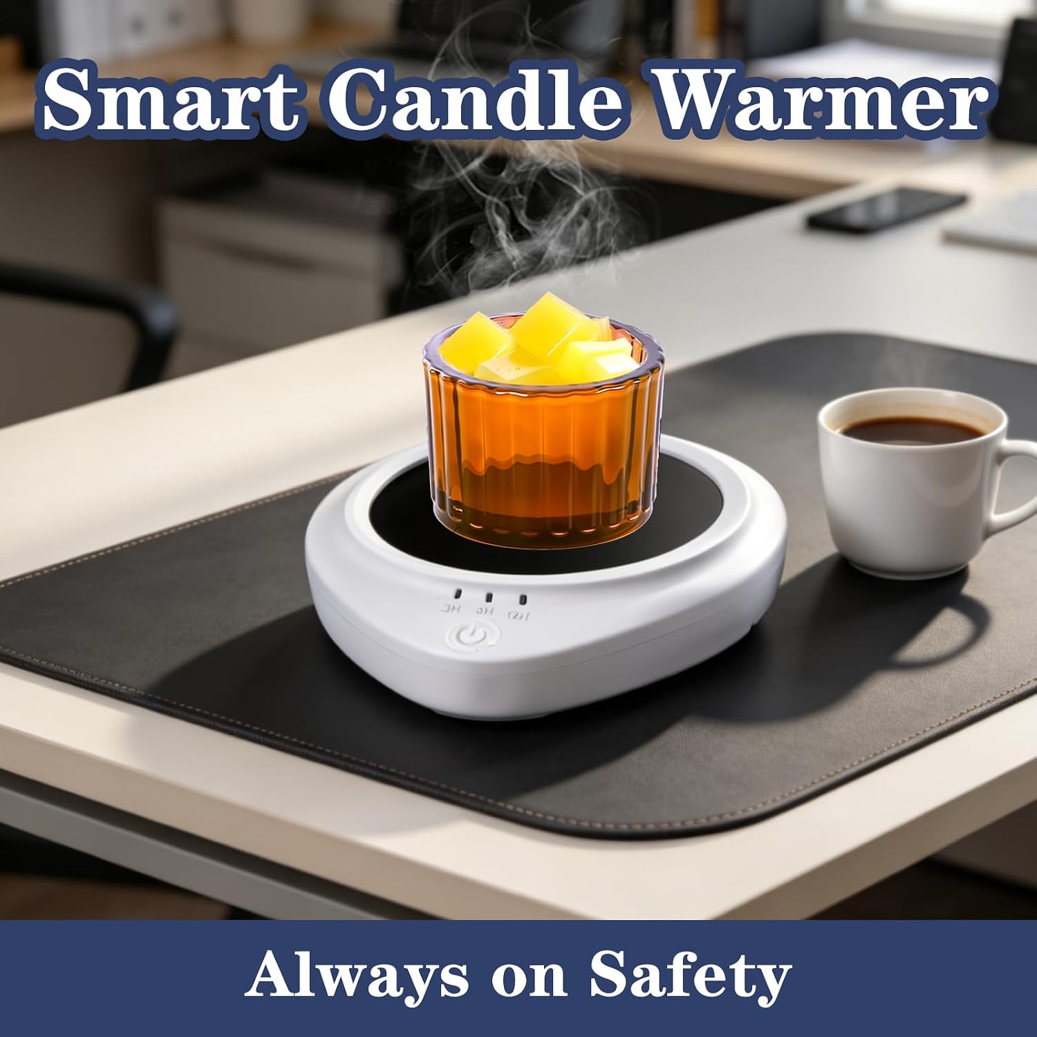 Candle Warmer,Candle Warmer with Timer,Coffee Cup Warmer with Timer,Fastest Heating & Highest Temperature，Three time Gears (3H, 6H, 9H),Coffee Cup Warmer for Desk,Comes with a Cup