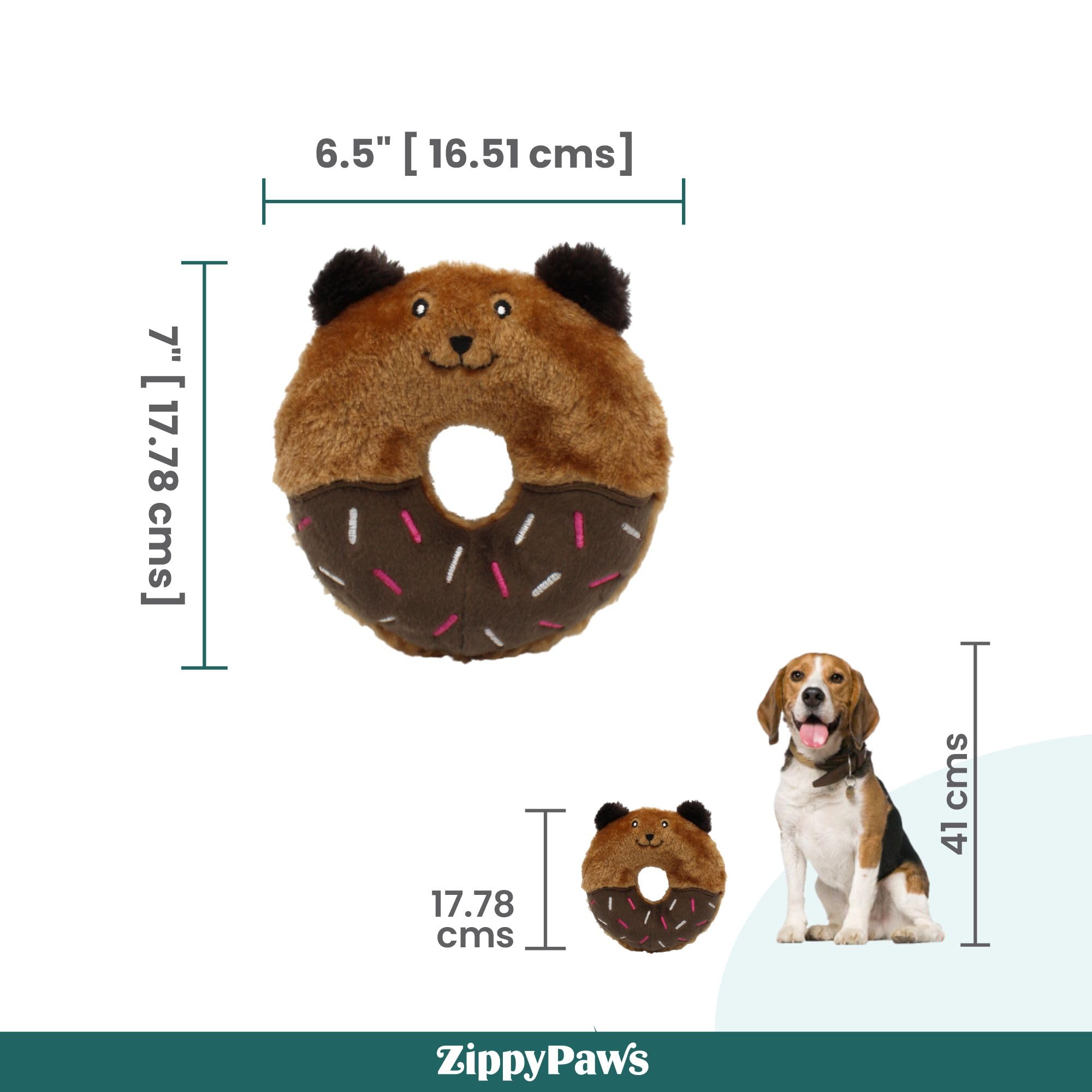 Buy BarkButler x Zippy Paws Donutz Buddies Plush Bear Dog Toy