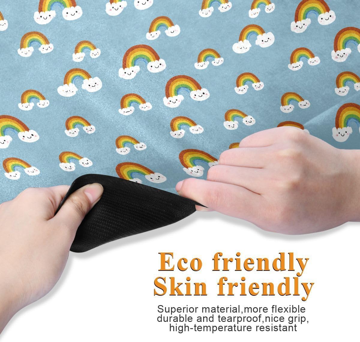 ALAZA Cute Rainbow on Blue Yoga Mat Non Slip Fitness Exercise Mat, Workout Mat for Yoga, Pilates and Floor Exercises