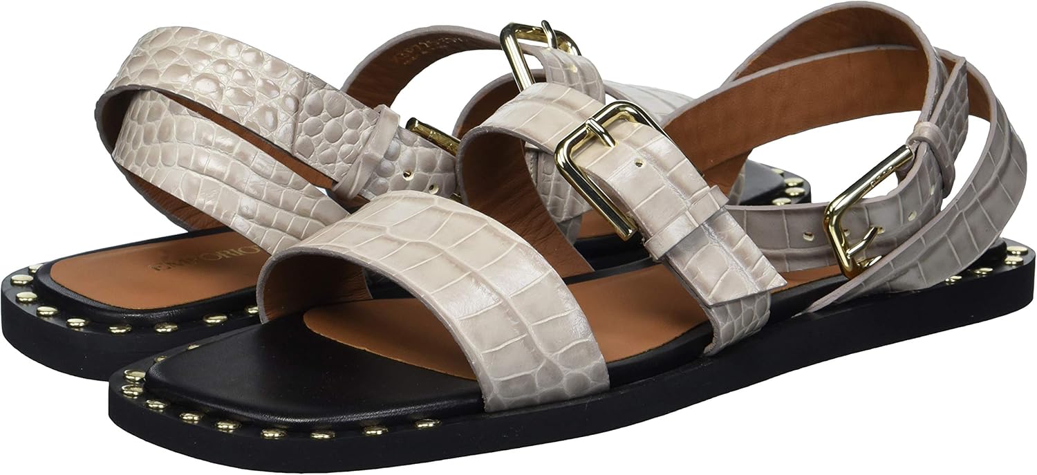 Emporio Armani Women's Ankle Strap Flat Studded Sandal
