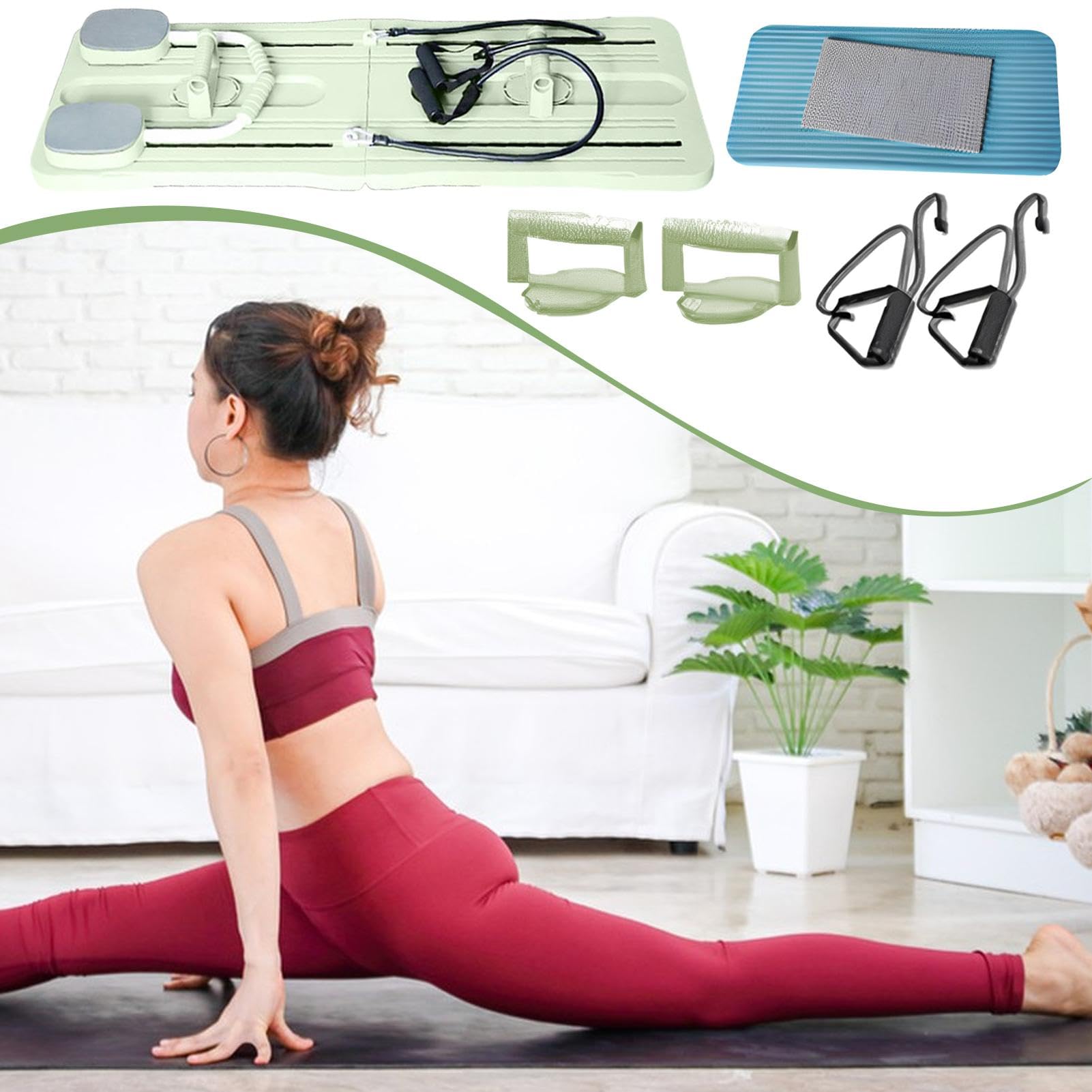 Faltbare Pilates Brett Für Zuhause, Multifunktionales Pilates-Board, Tragbares Pilates-Fitnessstudio Für Zu Hause, Pilates-Brett für Fitness-Enthusiasten und Anfänger, Multifunktionales Bauchbrett