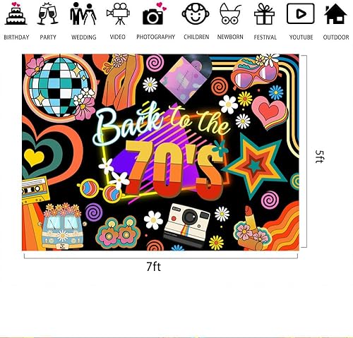Miniatura 6 de Lofaris Fondo de fiesta de regreso a los años 70 para adultos, decoraciones de fiesta de discoteca, bola de discoteca retro de los años 70, Let's