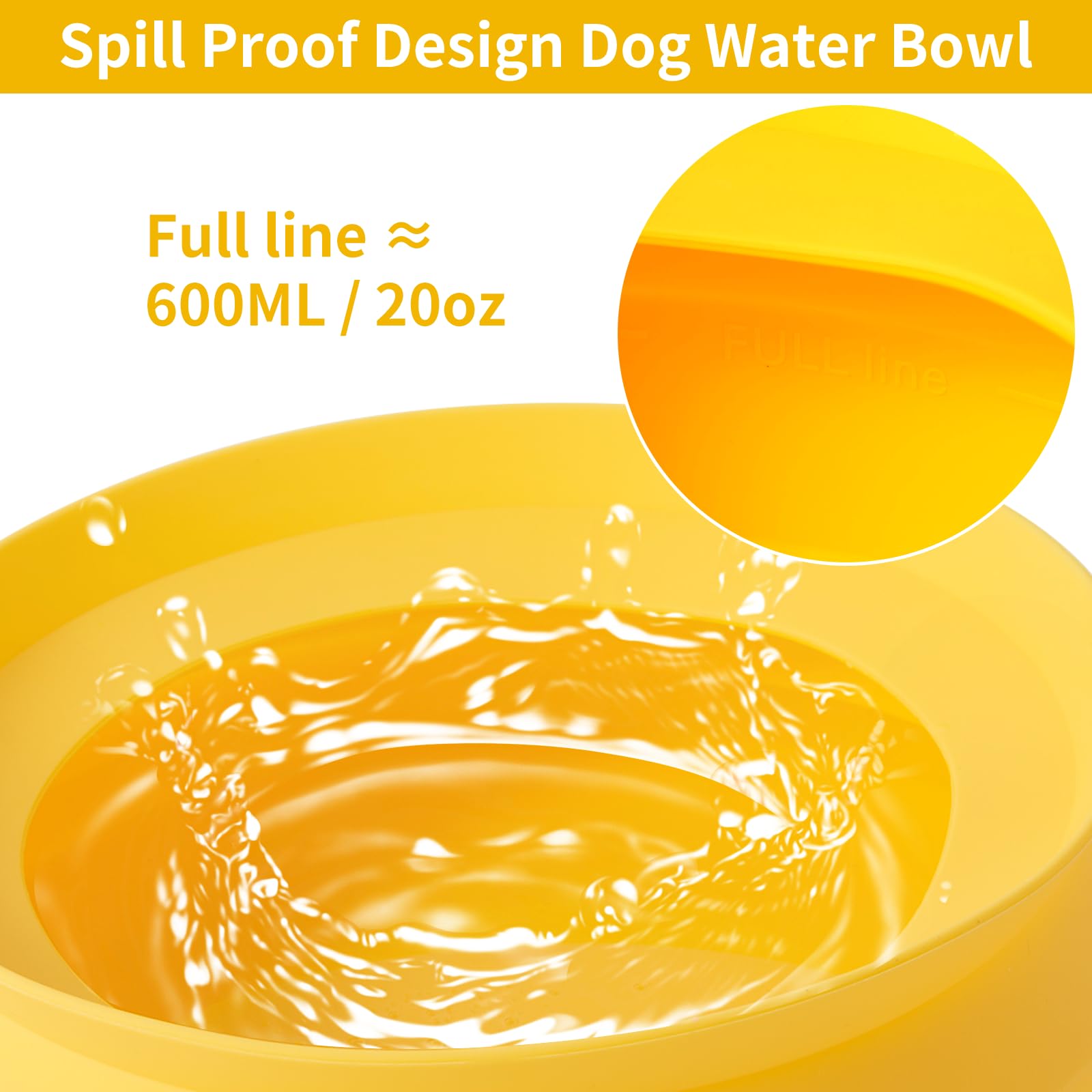 SLSON Non Spill Dog Water Bowl for Car Collapsible Dog Travel Bowl Integrated Molding Portable Pet Drinking Bowl for Road Trip (Yellow) - Image 3