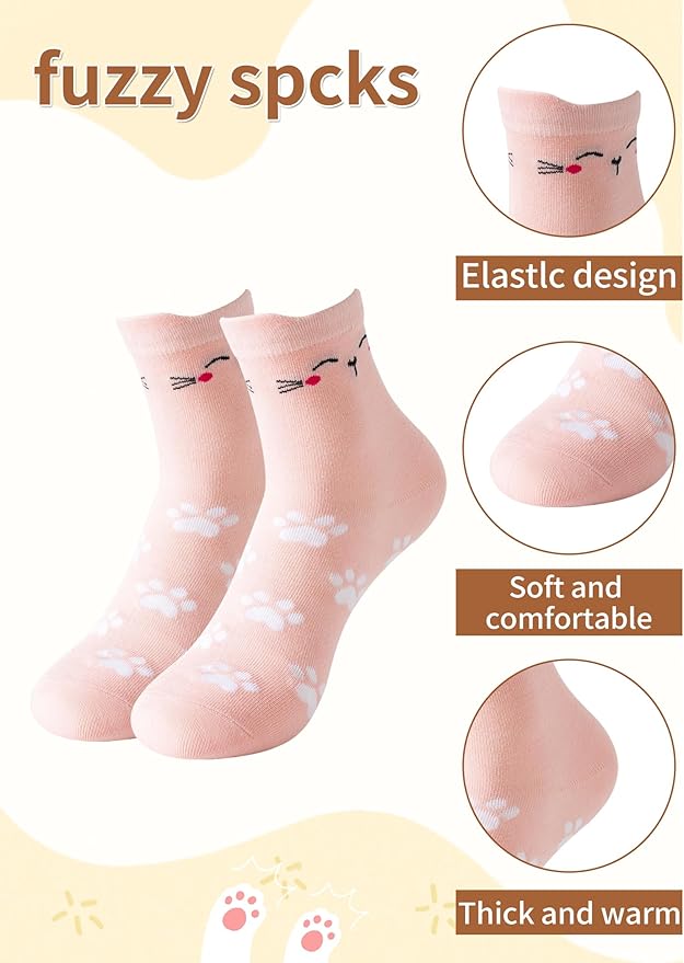 Medias de algodón para mujer con estampado de gato miniatura 3