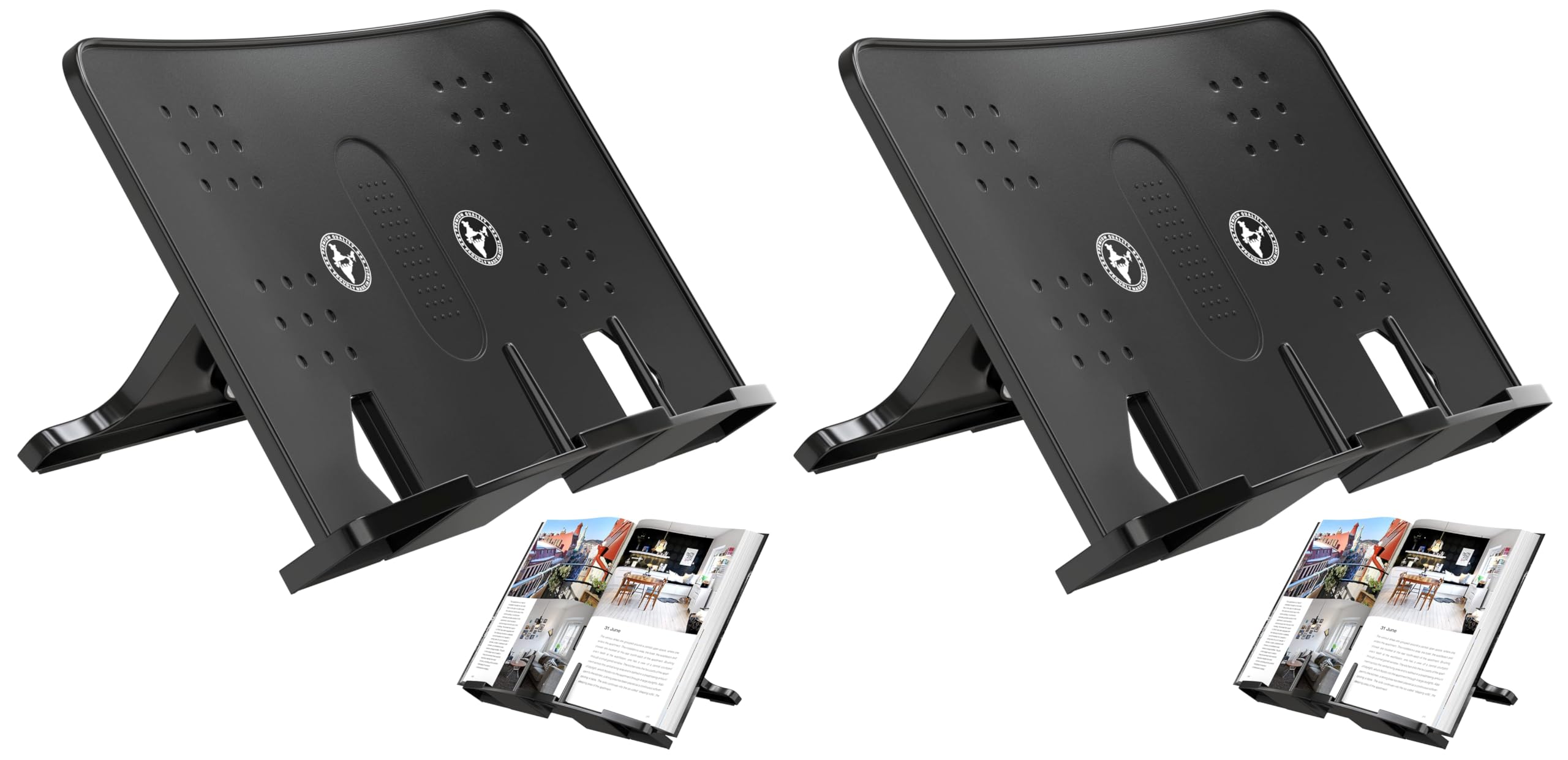 ELV Direct Book Holder Stand, Portable Handsfree Reading,Book Holding Tray, Sturdy, Lightweight, A4 Size (28cmX21cm)/(11 inchesX8.2 inches), Black (Pack of 2) (B0CL45214S) Amazon Price History, Amazon Price Tracker