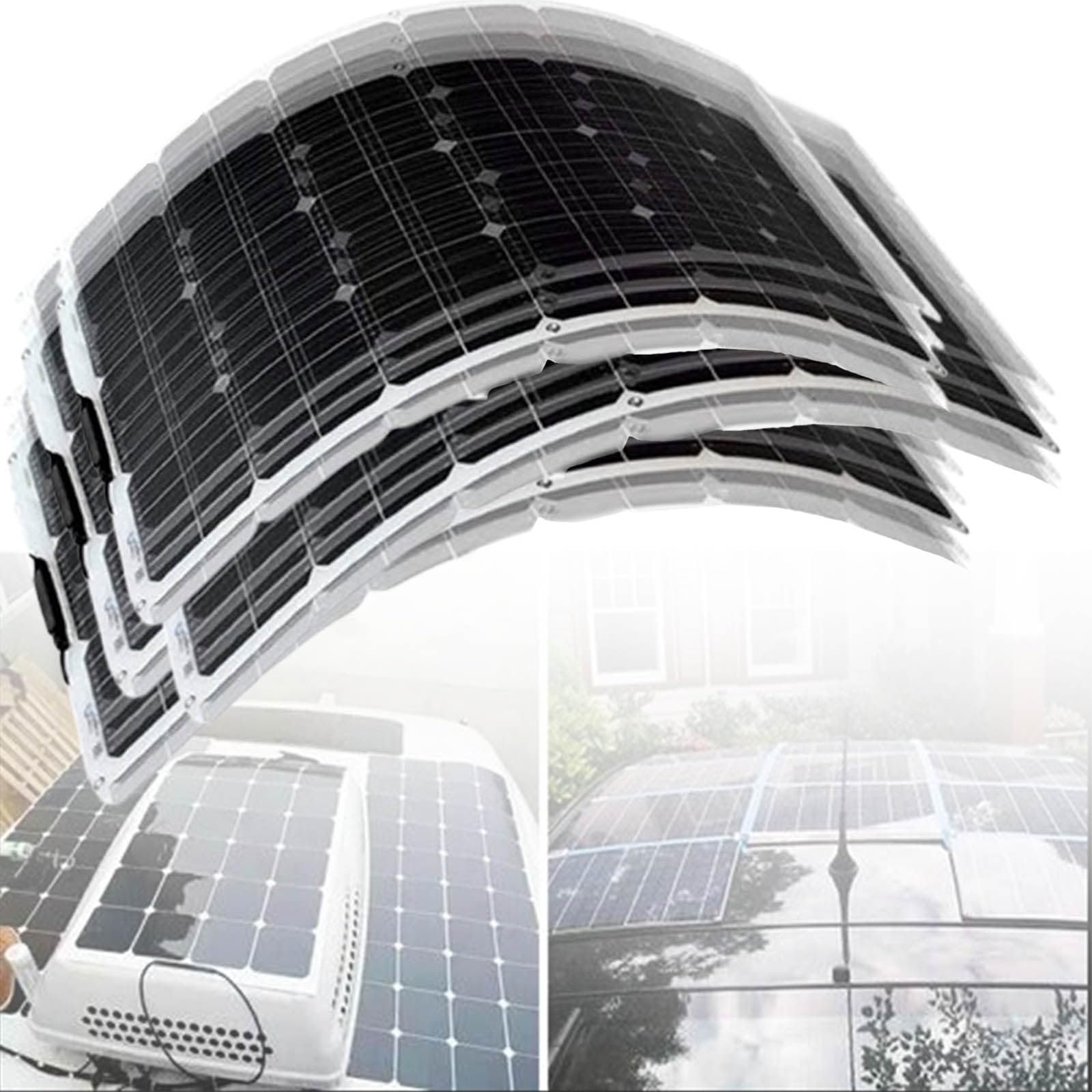 Panel słoneczny 600 W, elastyczny zestaw solarny z kablem przedłużającym 40 A kontroler ładowania do przyczepy samochodowej, łodzi kempingowej (4 x 150 W)