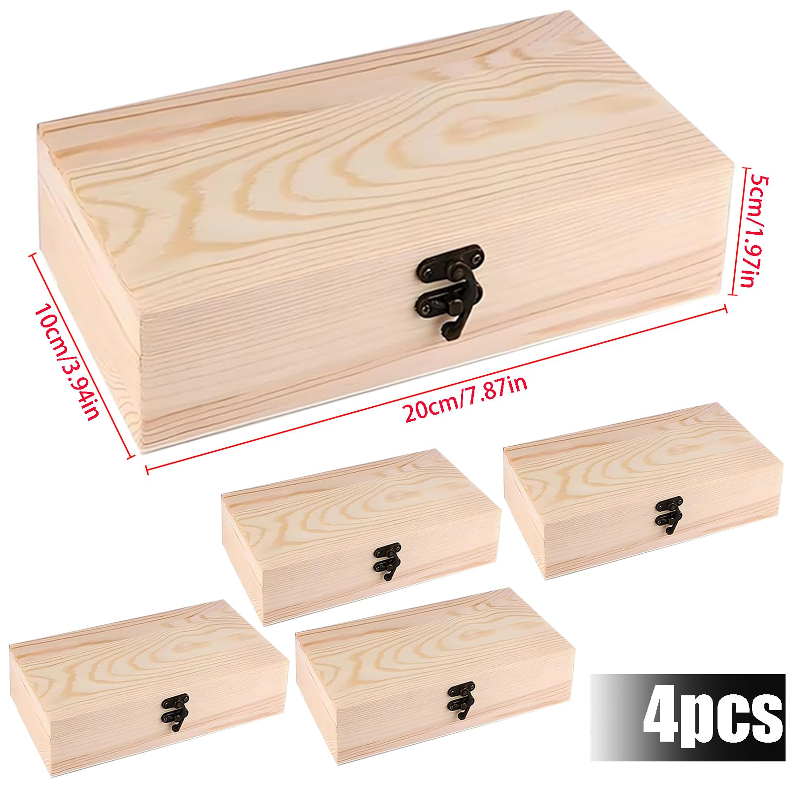 Scatola Portaoggetti In Legno Naturale Rettangolare 24x13x7,2 Cm Con Fibbia Vintage – Organizer Per Gioielli, Accessori E Piccoli Oggetti