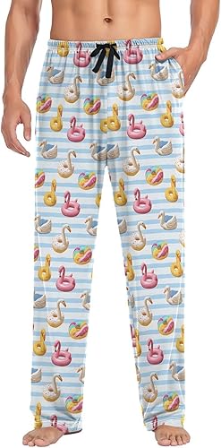 Miniatura 3 de Pantalones de pijama para hombre, pantalones de descanso para hombre, con bolsillos, corte recto, pantalones de pijama para hombre, talla S-2XL