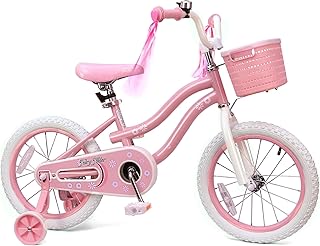 Girls Bike for Kids 2-5, Kids Bike with Training Wheels, Basket, Coaster Brake, Streamers, 12 14 16 inch Pink Pedal Bike for Kids, Birthday Gift