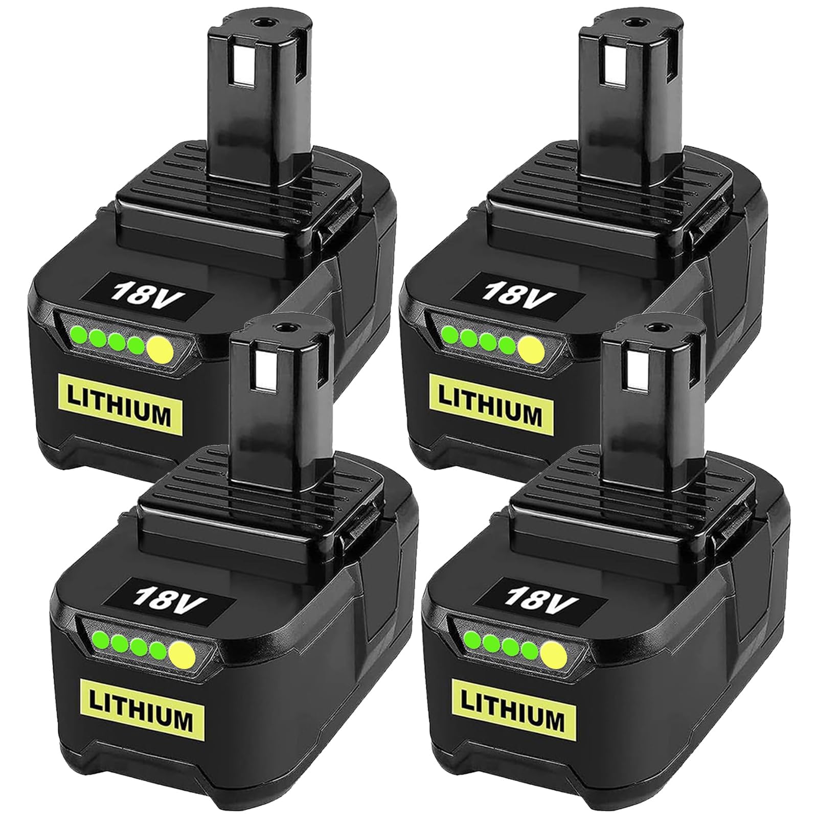 4 Pcs 9000mAh/9.0Ah 18V Replacement Battery for Ryobi 18V Battery Compatible with Ryobi RB18L50 RB18L40 RB18L25 RB18L15 RB18L13 P102 P103 P104 P105 P106 P107 P109 Cordless Tools