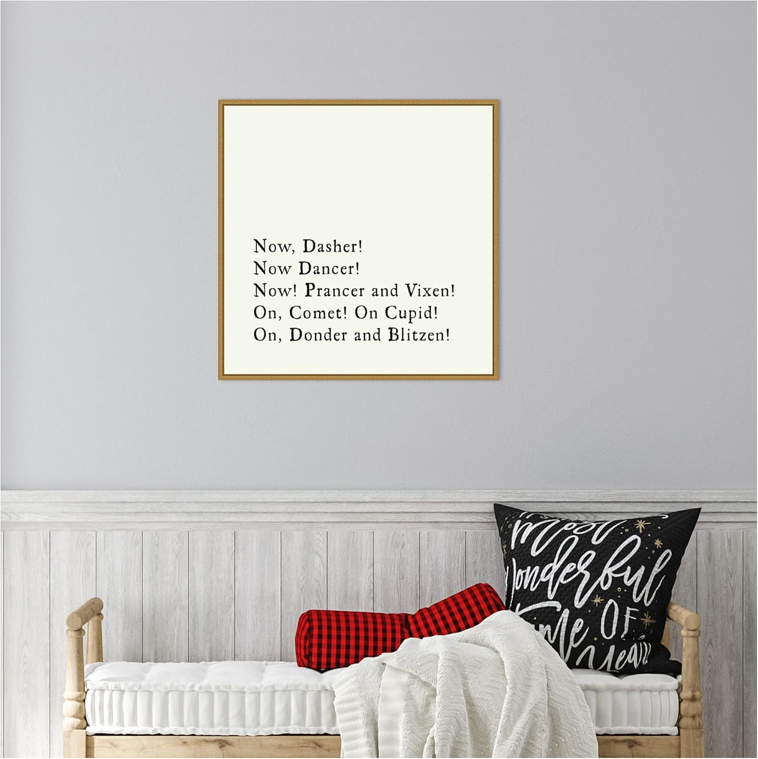 22" x 22" Gold Framed Holiday Canvas Wall Art