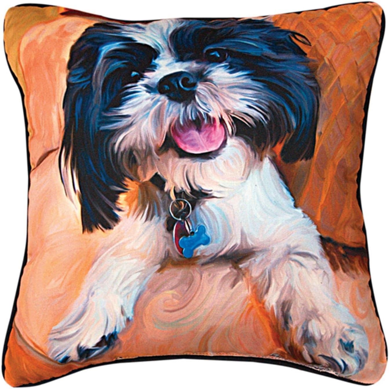 Manual Shih Tzu Baby Paws and Whiskers Decorative Square Pillow, 18-Inch