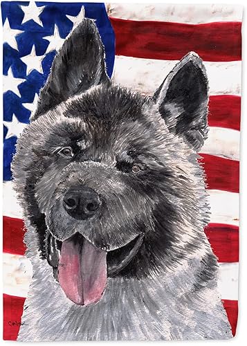 Miniatura 209 de Caroline's Treasures SS4017GF Bandera de Estados Unidos con Bulldog Inglés para jardín, bandera decorativa para patio exterior, patio, parterres,