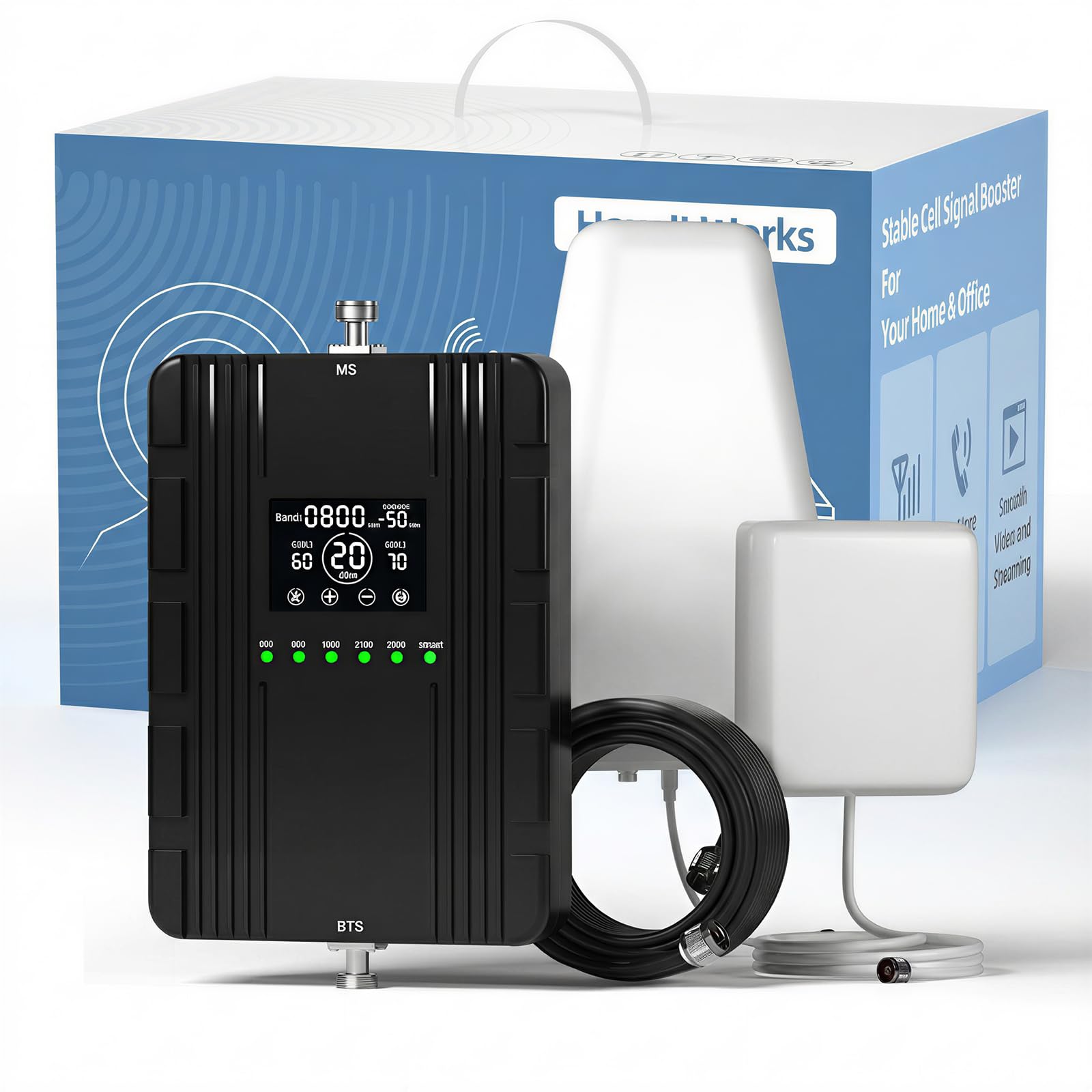 Mobilfunk Verstärker für Handy, 5G 4G LTE 3G Handy Signalverstärker Band 1/3/7/8/20 Repeater Mobilfunk für Alle Deutschen Netzbetreiber Vodafone O2 Telekom