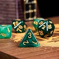 Vista 6 de Juego de 11 dados poliédricos de resina DND, dados de jade D&D para juegos de rol, juego de mesa RPG (verde)