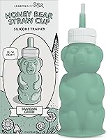 Legendairy Milk Honey Bear Straw Sippy Cup for Babies 4+ Months, 8oz Food-Grade Silicone, Leak-Resistant, Dishwasher Safe, Green