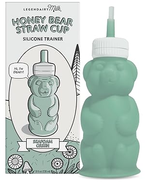 Legendairy Milk Honey Bear Straw Cup Silicone for Babies Green 8 oz Dishwasher Safe Food Grade Silicone Honeybear