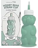 Legendairy Milk Honey Bear Straw Cup Silicone for Babies (Green), 8 oz. Dishwasher Safe, Food Grade Silicone, Honeybear Sippy Cup for Ages 4+ Months