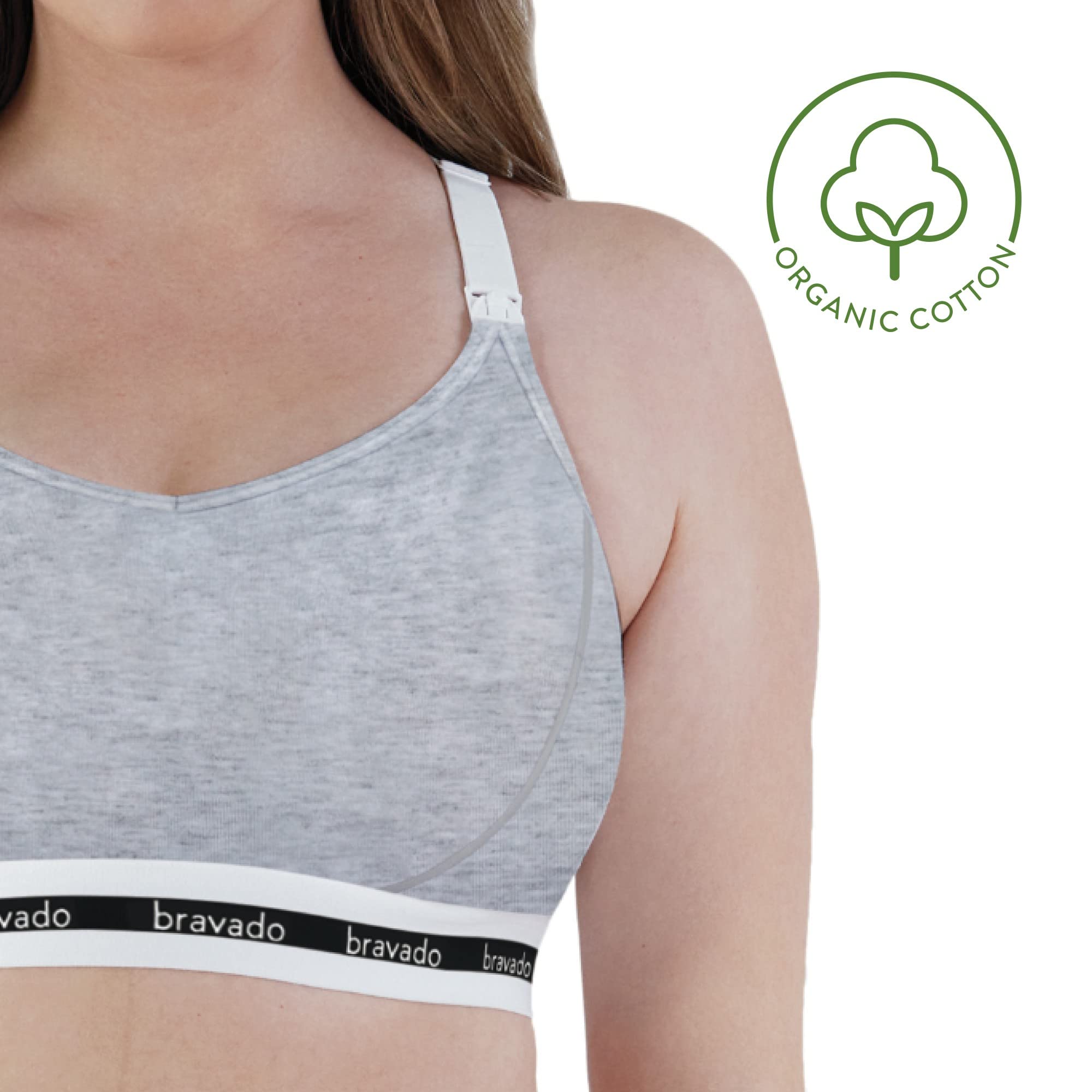 Bravado Designs Women’s Original Full Cup Maternity & Nursing Bra | Breathable & Sustainable Fabric | DD/E - G Cups | Full Coverage | Wireless | Non-Padded | Small | Dove Heather 1