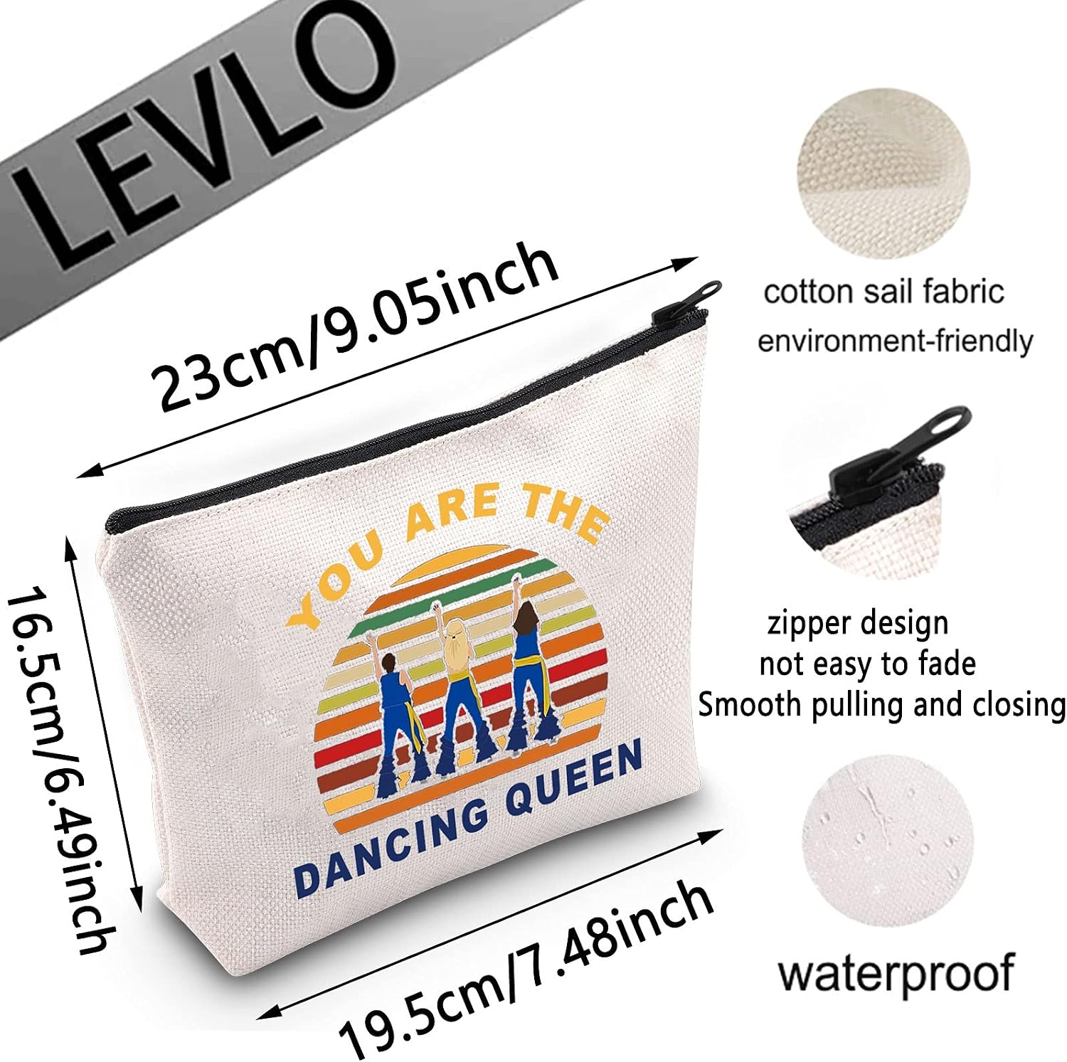 LEVLO Mamma Musical Comedy Make Up Bag Mamma Fans Gift You Are The Dancing Queen Makeup Zipper Pouch Bag, Dancing Queen, Make Up Bag - Image 3