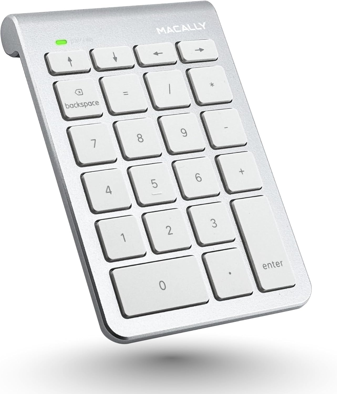 Macally Bluetooth Number Pad for Laptop - Wireless Numeric Keypad - 22 Key Numeric Keypad for Data Entry, Numpad Compatible with Mac, iMac, MacBook, iPad, iPhone, iOS, Laptop, PC, Android - Silver