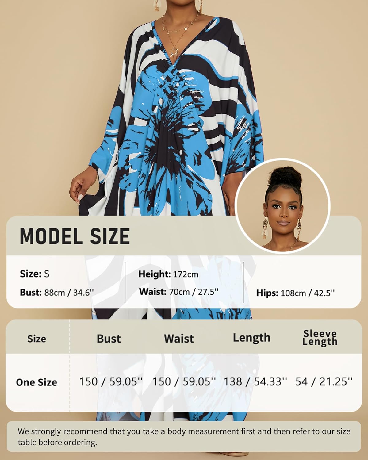 Bsubseach Women Floral Print Kaftan Dresses Plus Size Bathing Suit Cover Up Moo Moos Caftan Beach Dress for Swimwear Summer - Image 4