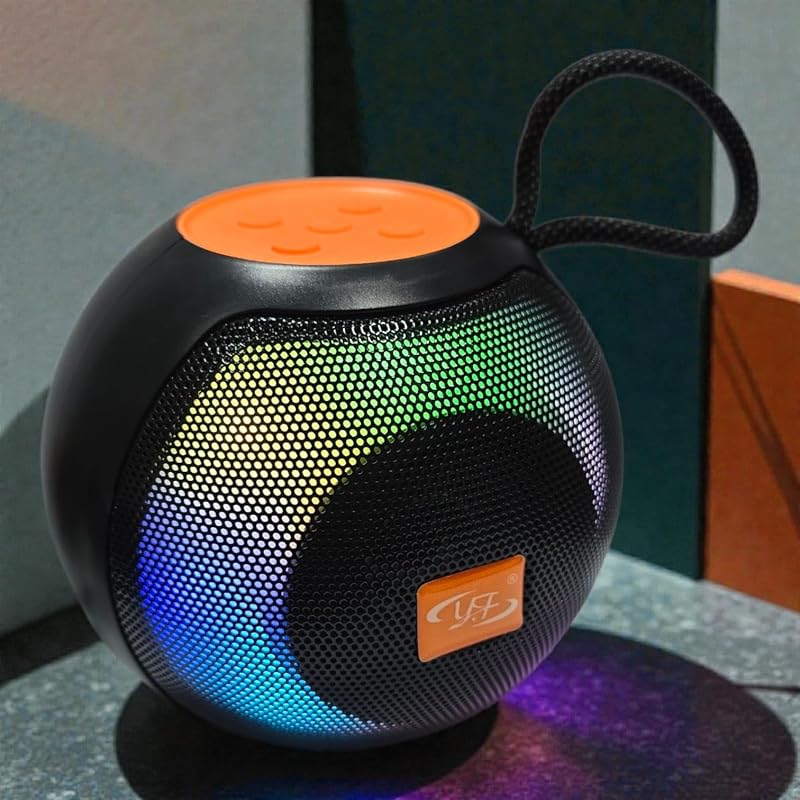 سماعة بلوتوث محمولة YF-811 بإضاءة RGB ومدخل AUX وراديو FM وبطارية قابلة للشحن - أسود