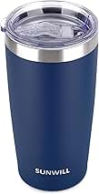 SUNWILL Travel Coffee Tumbler 20 oz, Insulated Mug with Lid, Stainless Steel Cup for Outdoor, Powder Coated Navy
