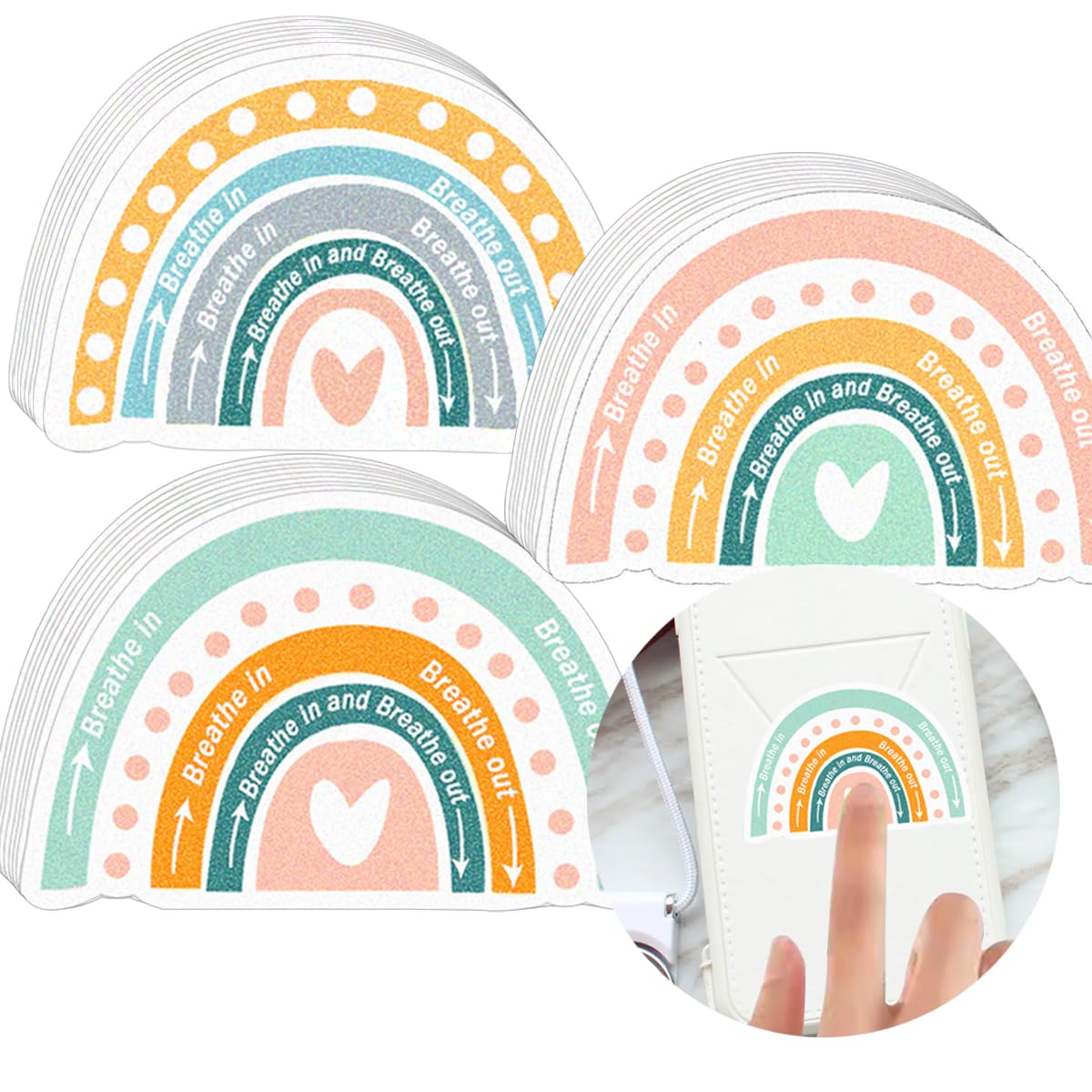 Sensory Strips Adhesive Textured Rough Sensory Stickers 2.5x1.8 Inch Anxiety Sensory Stickers, Stress Relief Tactile Stickers Sensory Strips Rainbow Calm Stickers Calming Strips for Anxiety Sensory