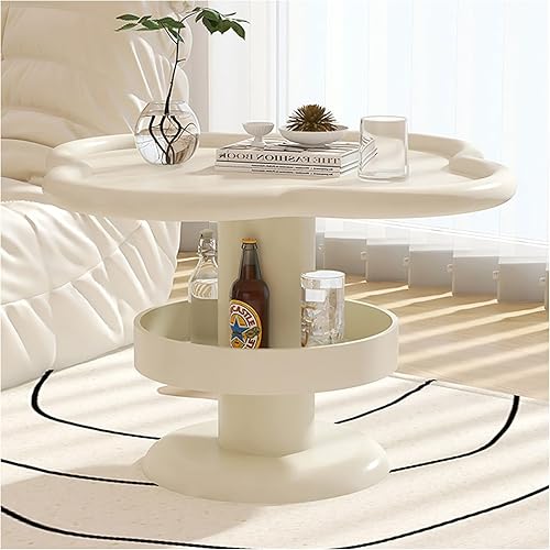 Mesas de centro redondas para sala de estar, mesa de centro para sala, mesas auxiliares mesa de sala de estar con almacenamiento, mesa de grano para