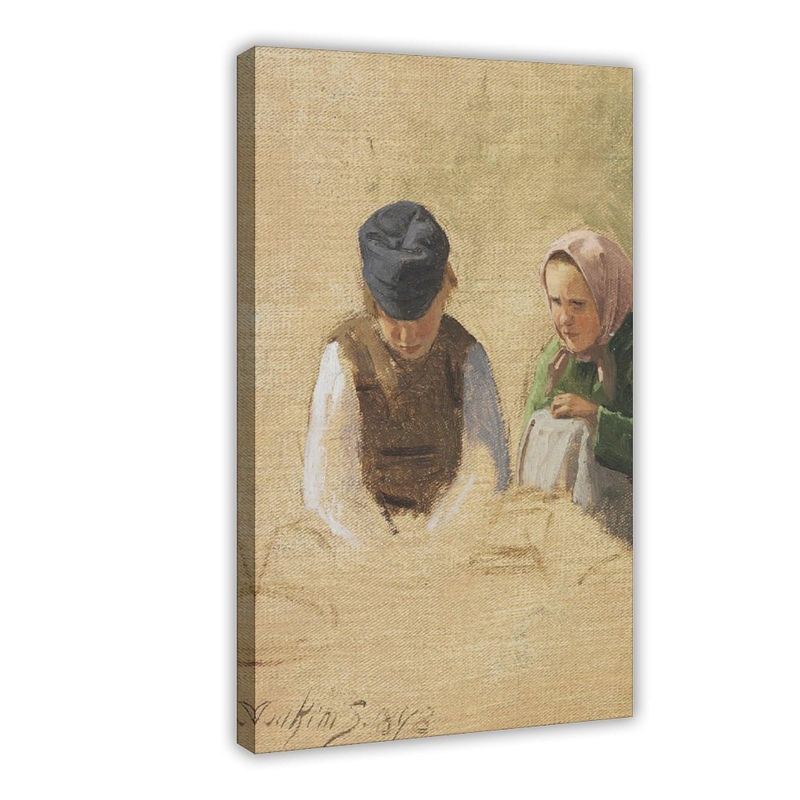 Poster su tela Bondedreng Og Syende Bondepige. Studie (1878) per soggiorno, decorazione regalo