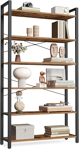 Miniatura 16 de VASAGLE Estantería de 5 niveles, estantería con marco de acero, estante para libros para sala de estar, oficina en casa, estudio, 11.8 x 26 x 60.2