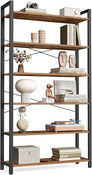 VASAGLE 6-Tier Bookshelf, Bookcase with Shelves, Storage Shelf, Living Room