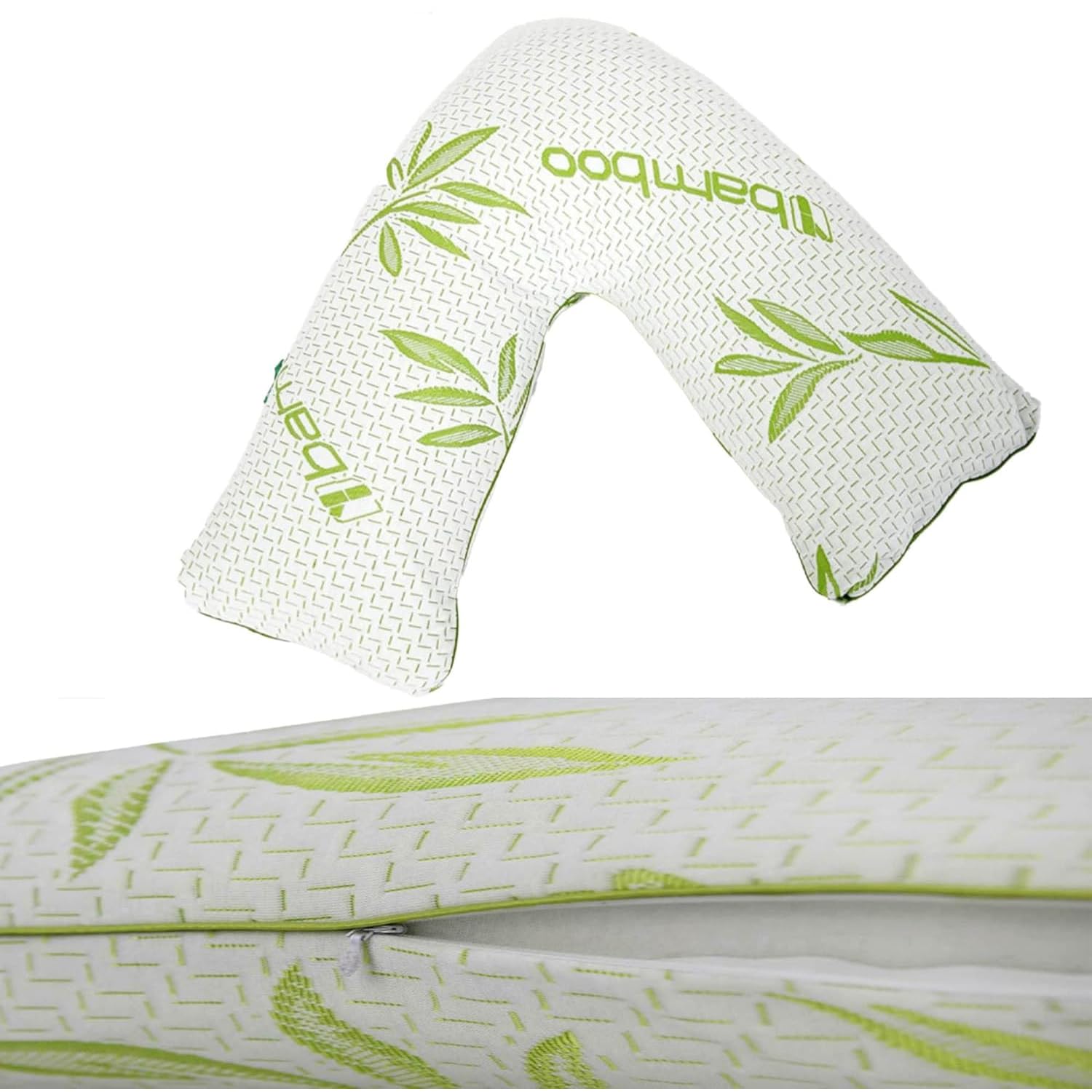 Yorkshire Homeware Memory Foam Filled Comfort Bamboo V Pillow Body Back Support Nursing Maternity Pregnancy Comfort Support Pillow Pillows Memory Foam Filling Made In Uk