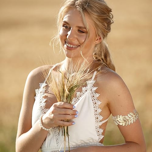 Miniatura 4 de Long tiantian Greek Goddess Headband for Women Halloween Costume Accessories Set Snake Arm Bracelet Gold Upper Arm Cuff Golden Leaf Headband Greek