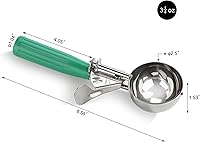 Vista 2 de New Star Foodservice 34806 cuchara de presión para pulgar de grado comercial/cuchara para helado, acero inoxidable 18/8, 3.25 onzas, tamaño 12, verde