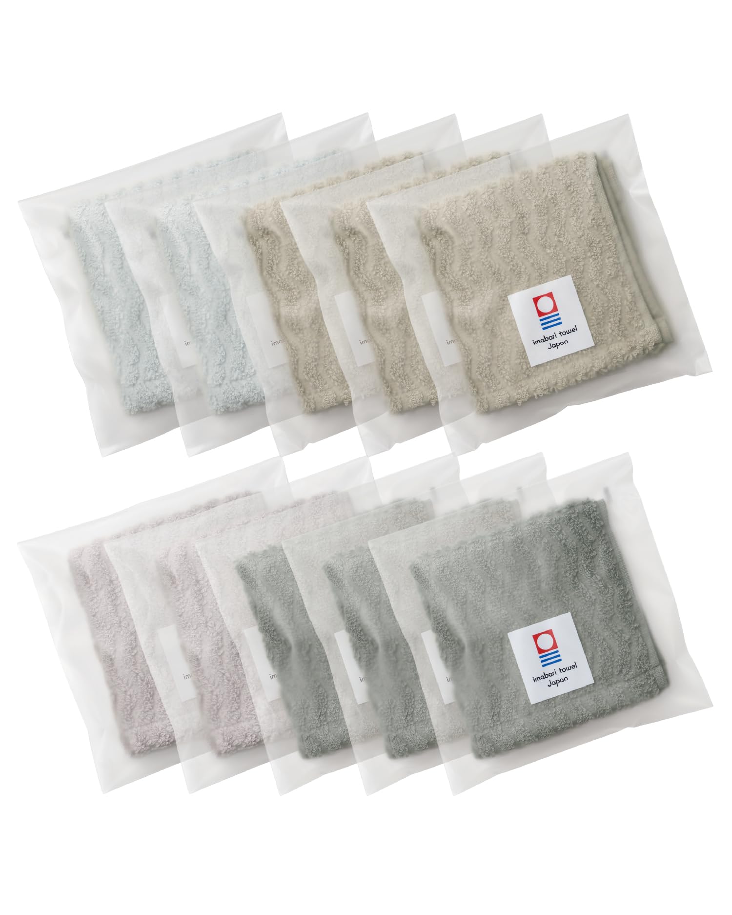 aso cy-mf319-h10-b-as Hand Towels, Imabari Towels, Set of 10, Individually Packaged, Medium Thickness, 8.7 x 8.7 inches (22 x 22 cm), 100% Cotton, Made in Japan, Towel Handkerchief, Mofin (Set of 10 :