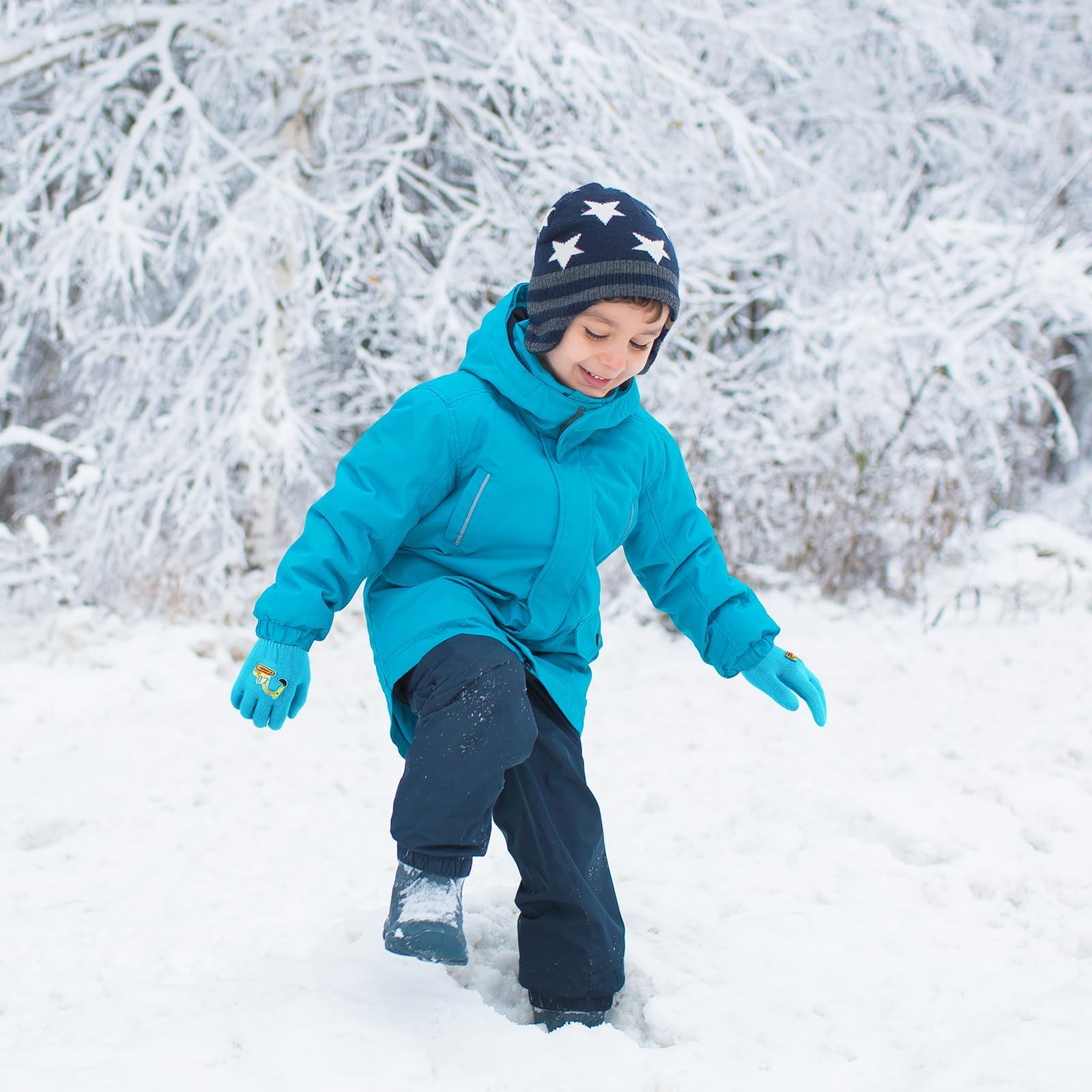 QKURT 6 Pares de Guantes para niños de 5 a 12 años, Guantes mágicos de Invierno Guantes con Dedos Completos, Manopla de Punto elástica para niños y niñas