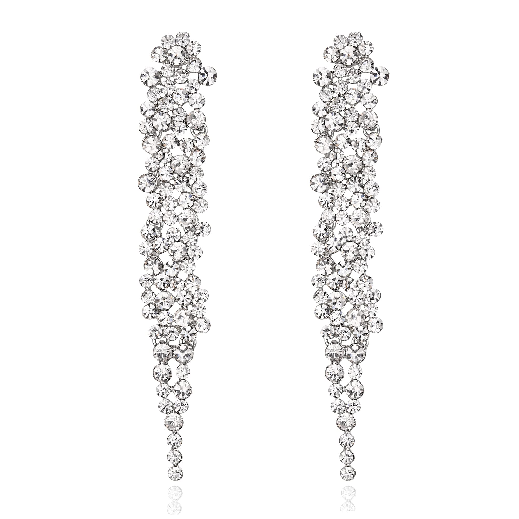 EVER FAITH Pendientes de Cristal Art Deco para Boda, Aretes Largos de Candelabro para Mujer Novia