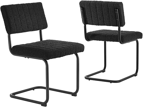 Miniatura 8 de Modway EEI-6469-BLK-BLK Parity Boucle - Juego de 2 sillas auxiliares de comedor, color negro y negro