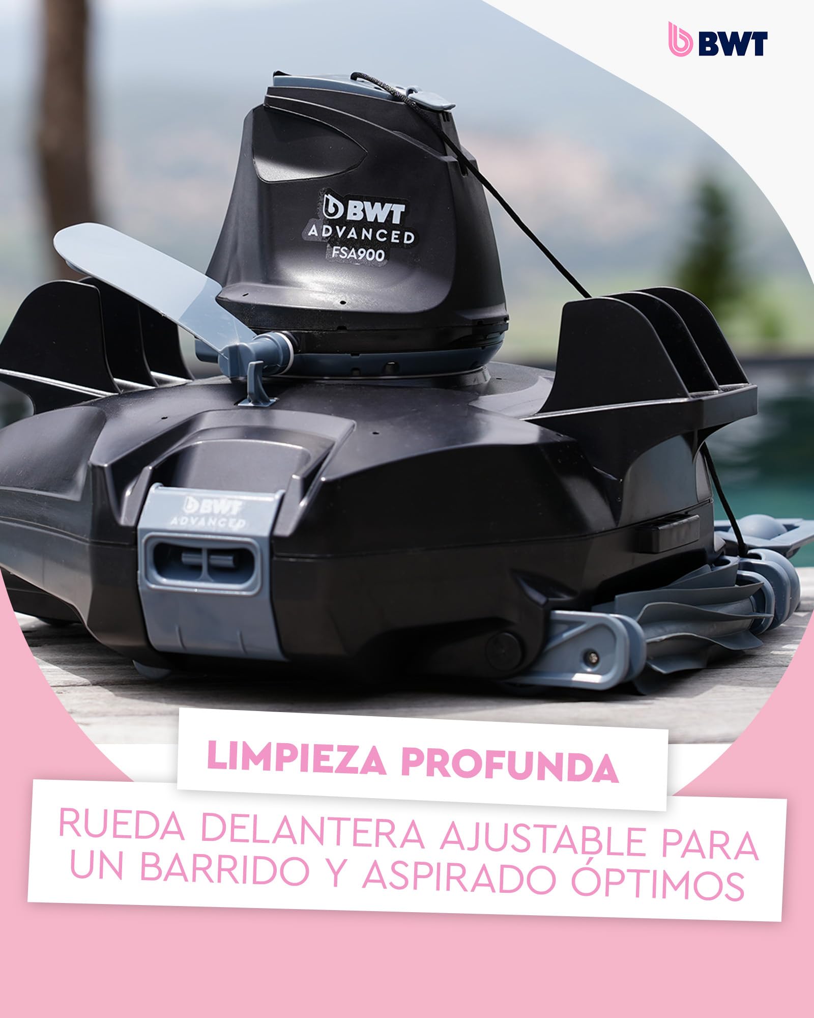 BWT Robot limpiafondos de Piscina FSA900 - Poolboy automático eléctrico de batería para la Limpieza sin Cable del Fondo Mediante el Sistema Stop & Go