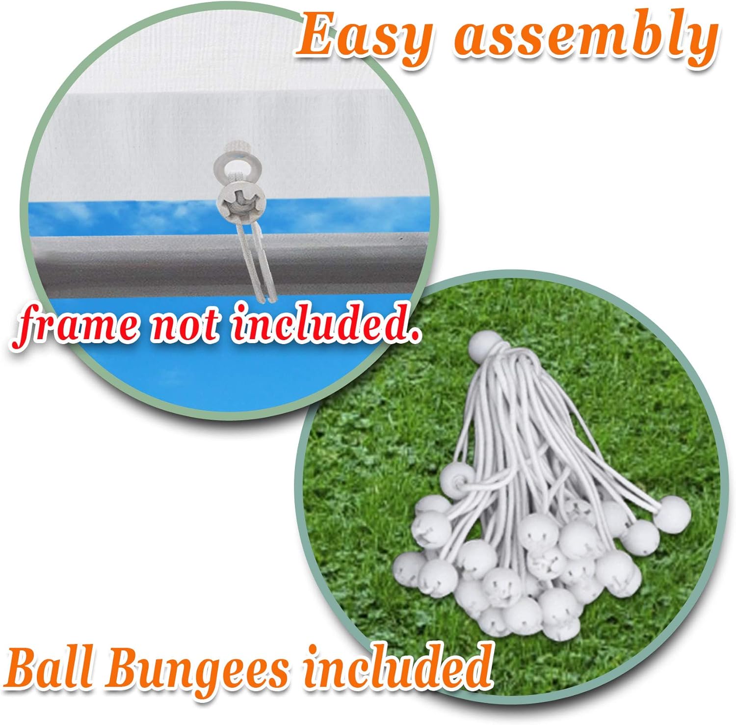 10 x 20 Ft Carport Replacement Canopy Cover Garage Top Tent Shelter Tarp with Free 40 Ball Bungee (White)