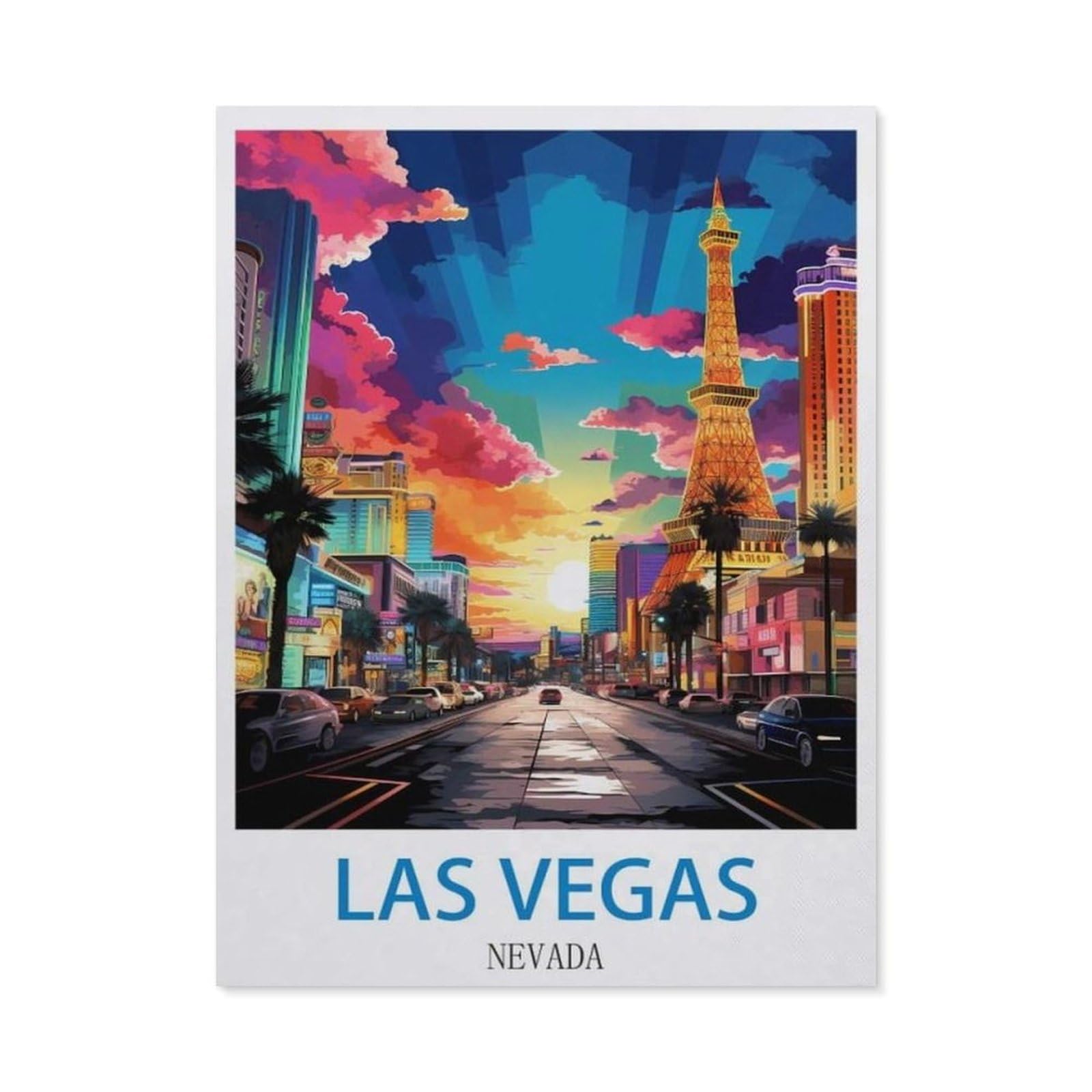 BEAYODKP Diamond Painting，Las Vegas Nevada，Round Full Drill Acrylic Embroidery Cross Stitch Arts Craft Canvas Supply for Home Wall Decor Adults and Kids（40 x 50 cm/15.74 x 19.68 inches）-CO24