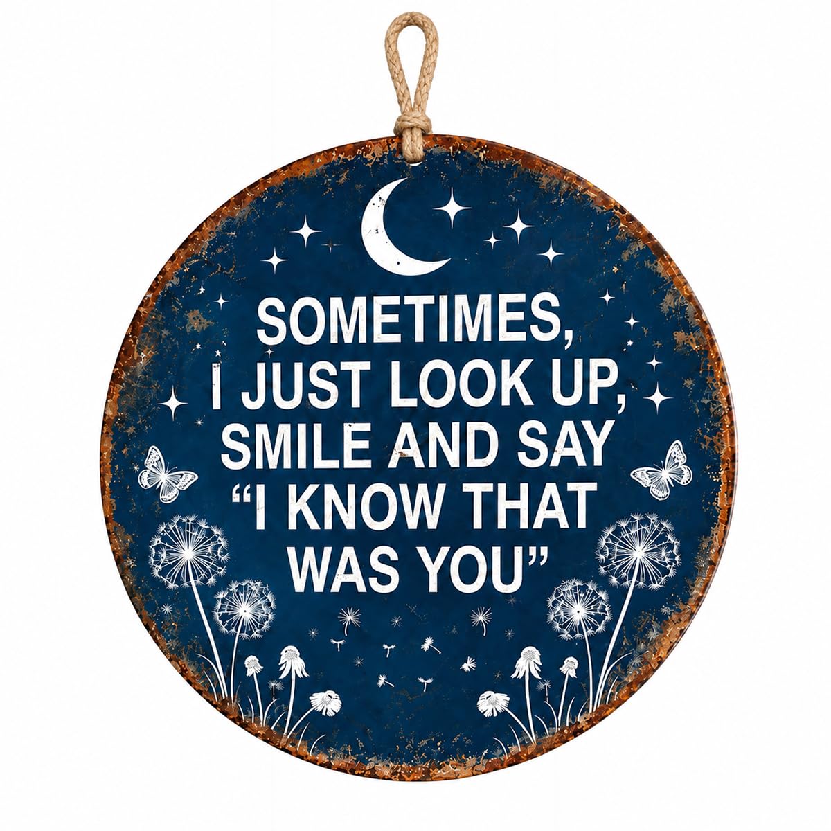 Memorial Garden Hanging Sign – I Know That Was You Remembrance Decor, Dandelion Wall Art Vintage Tin Sign, Rustic Weather Resistant Outdoor Remembrance Sign Sympathy Gift (12in)