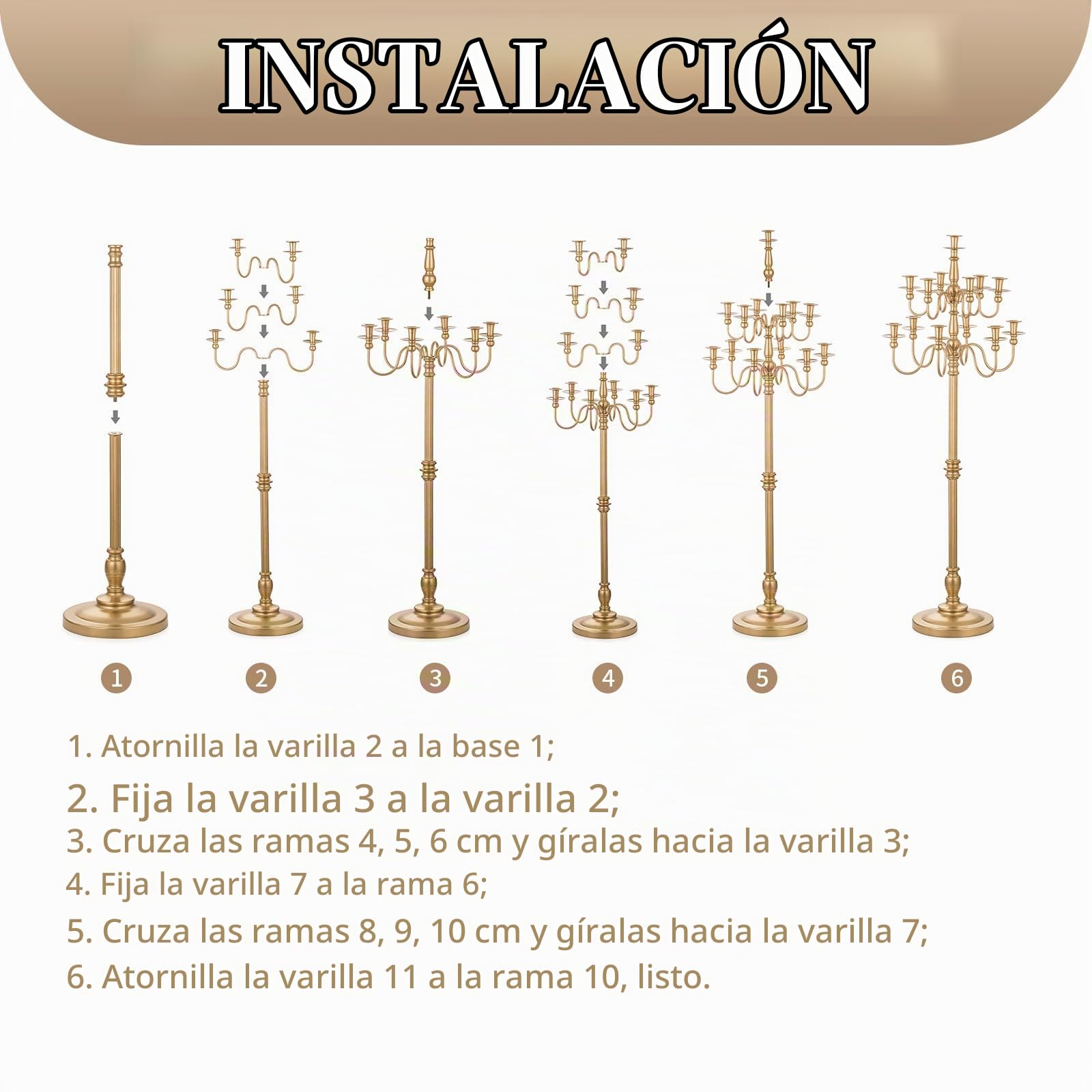 Sziqiqi Candelabros Dorados Lote de 2, de pie Alto, 13 Brazos, 130 cm | Candelabros Vintage de Metal para Velas Regalo, Montaje Sencillo con Instrucciones, Portavelas para Boda, Navidad, Eventos