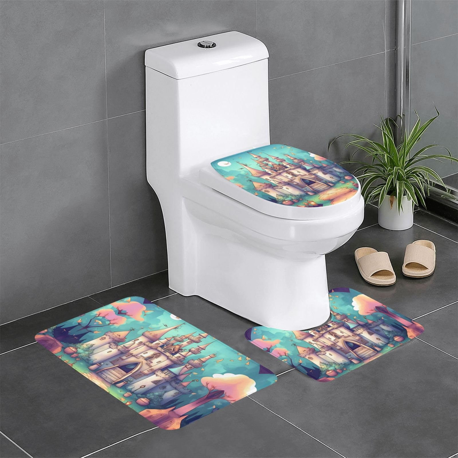 Tapis de salle de bain pour douche empêche les glissades lot de 3 absorbant