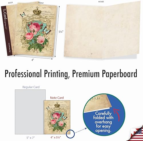 Miniatura 2 de The Best Card Company - 10 tarjetas de notas en caja con flores - Tarjetas de notas florales surtidas en blanco a granel (4 x 5.12 pulgadas) -